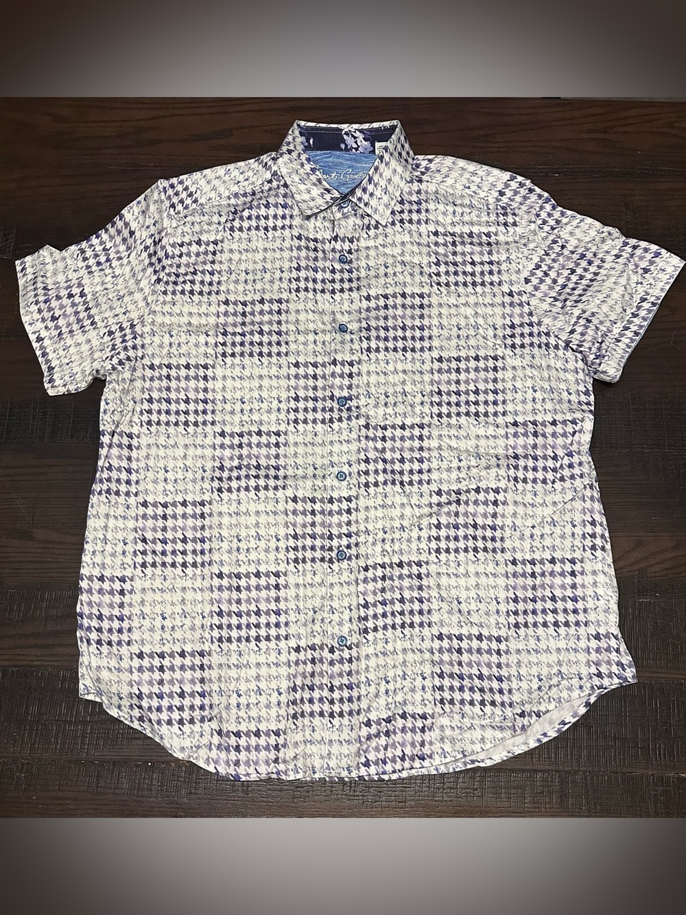 Robert Graham Short Sleeve Button Up Shirt Purple / White Size Men’s XL